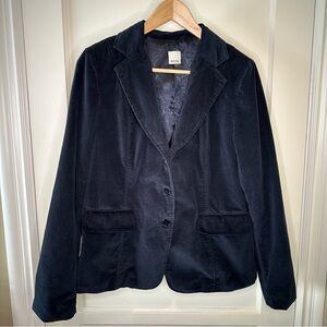 ecru Cotton Velour Blazer - Blue - Size 8